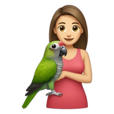 Merun bellied Green cheek conure with a woman sticker