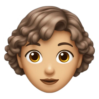 Une jeune fille avec les yeux marrons, les cheveux, châtain foncés, ondulés sticker