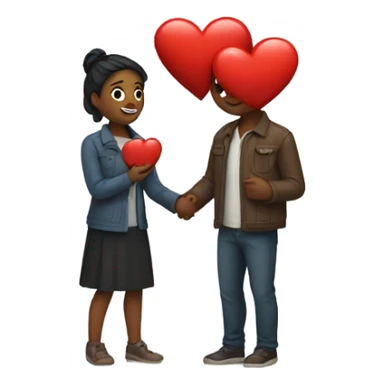 Lovers with heart red in hands sticker