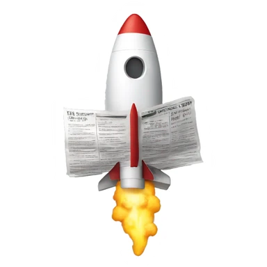 emoji that's on a rocket, holding a newspaper sticker