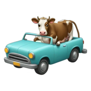 Cow riding a car sticker