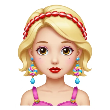 girl with a lot of accessories and earrings made out of candy sticker