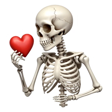 Skeleton blowing heart sticker
