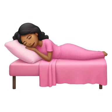 A woman with black Hair sleeping in pink sticker