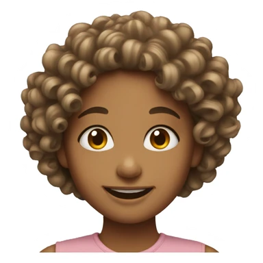 smiling girl with curly hair sticker
