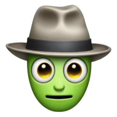 front facing aliens face wearing a bowler hat sticker