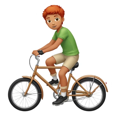 Red haired boy rides bike sticker