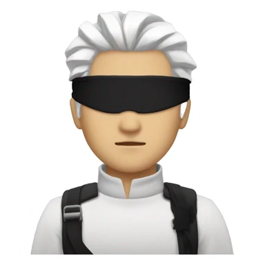 gojo satoru with white hair straight and black blindfold sticker