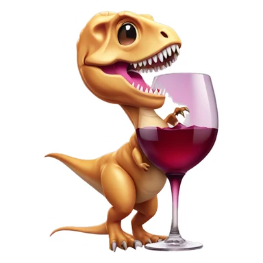 Very tired Barbie T rex with a wine glass sticker