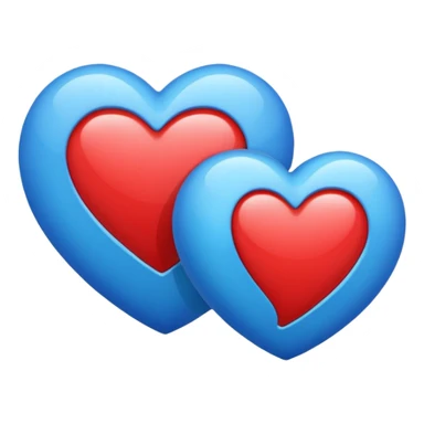 Emoji red blue heart sticker