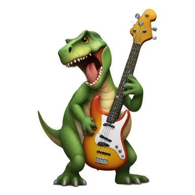 Dinosaur playing bass sticker