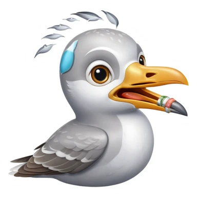 Seagull with sardine in its mouth sticker