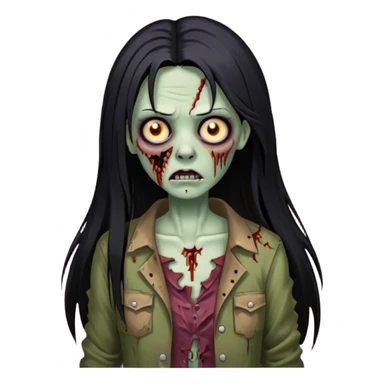 mulher zumbi cabelo liso tamanho grande preto sticker