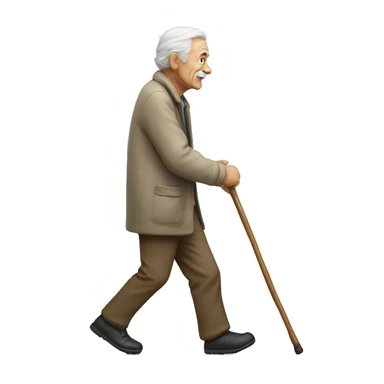 Old man walking with help of walking stick  sticker