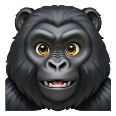 Cinematic Comical mountain Gorilla Portrait Emoji, Head tilted dramatically with an exaggeratedly shocked expression, featuring a stately black and grey mane and wide, comically expressive eyes full of humorous disbelief, Simplified yet hilariously expressive features, highly detailed, glowing with a slightly sassy jungle glow, high shine, dramatic yet playful, stylized with an air of quirky primate attitude, soft glowing outline, capturing the essence of a meme-worthy mountain that appears ready to side-eye its way into viral fame! sticker