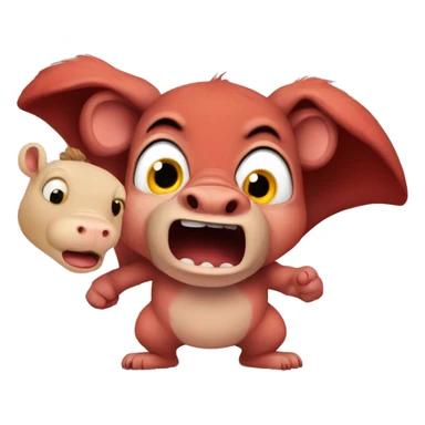 frightened squirrel over angry and red hippo sticker