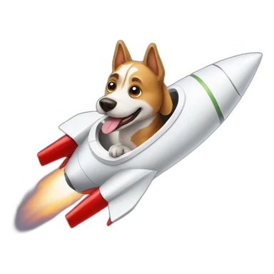 dog on Rocket ship sticker