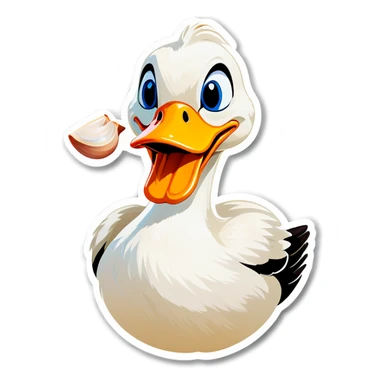 duck eating garlic sticker