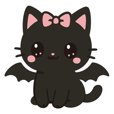 gothic cat, black and pink colors sticker