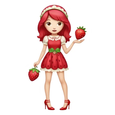 pretty and cute realistic modern day strawberry shortcake full body with high heels sticker
