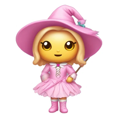 hello kitty in light pink witch costume  sticker