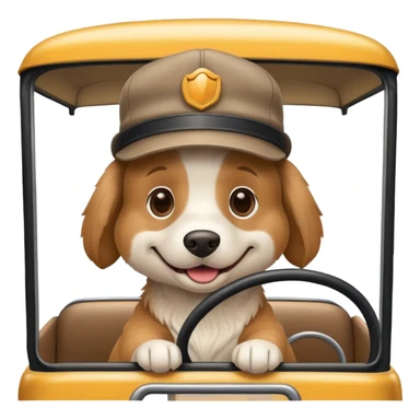 Dog driveing a bus sticker