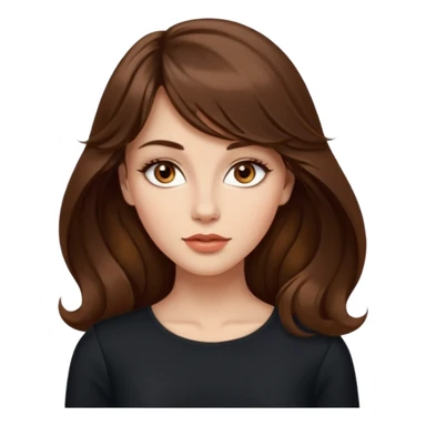 kahverengi uzun Dalgalı saçlı, hafif perçemli; kehribar gözlü, küçük kalkık burunlu ve dolgun dudaklı. Oval yüzlü, çıkık elmacık kemikli. Omuzları geniş, beli ince, kalçası dolgun.şık bir tarzda, dikkat çekici bir kadın. siyah üstü olucak. sticker