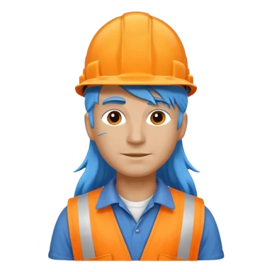 construction worker with long blue hair sticker