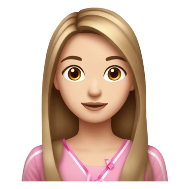 white Girl, straight brown hair with pink ribbon sticker