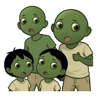 A lot of children in beige clothes are playing sticker