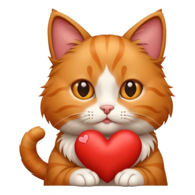 Cute cat with a heart  sticker