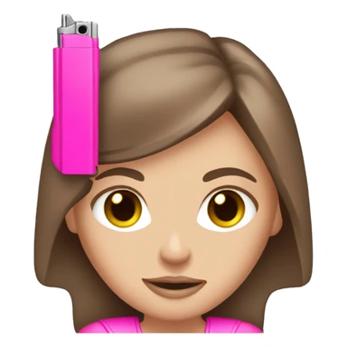 White Girl brown hair hand pink nails holding pink gun sticker