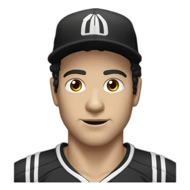 White Guy with blown eyes black hair and black adidas cap sticker