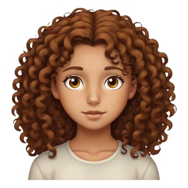 girl with curly brown hair, 3a hair, brown eyes, tan skin, light freckles, 14 years old sticker