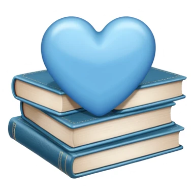 Light blue heart with stack of books sticker