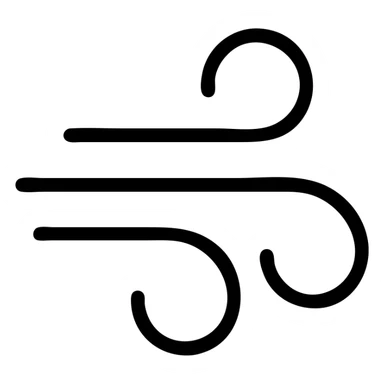 wind represented by abstract flowing shapes in a minimalist outline style sticker