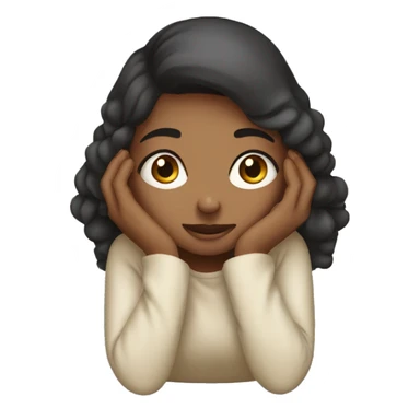 girl crouching down hands on face sticker