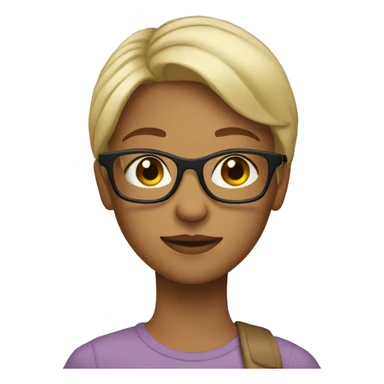 A girl with short blond hair and brown glasses  sticker