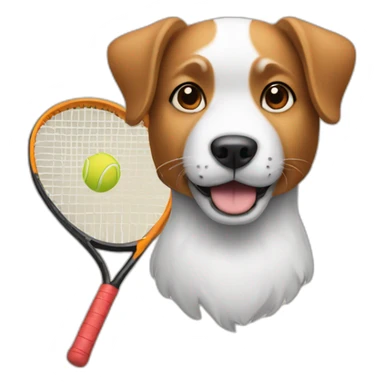 Dog with tennis racket in his paw sticker
