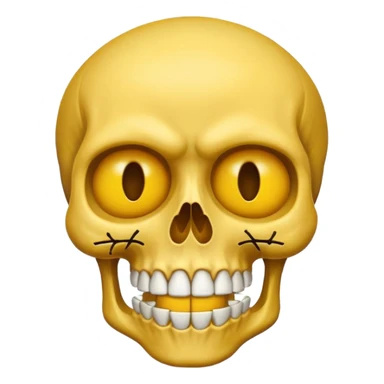 half face very hungry emoji, another half angry skull skeleton sticker