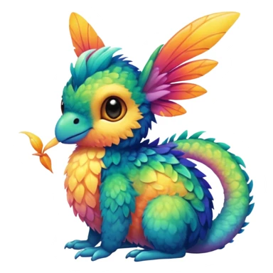 P moe cute tropical gradients-colored fuzzy realistic Randomly-faerie-drake exotic Fakémon-creature sticker