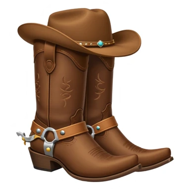 cowboy boot with spurs and a cowboy hat on top sticker