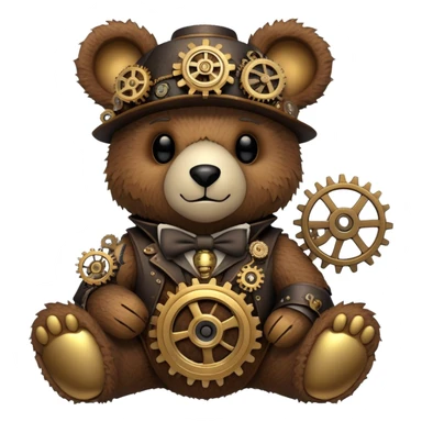 Steampunk Freddy bear with gears and brass sticker