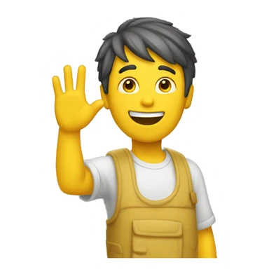 A guy with yellow skin waving and saying hi sticker