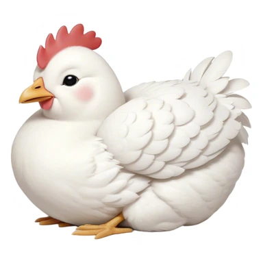 Meme-Worthy Cute Sleeping White Chicken Portrait Emoji, Head resting peacefully with a contented smile, showcasing a delightfully compact build and a luxuriously soft white plumage, eyes shut in a serene, restful nap, Simplified yet hilariously adorable features, highly detailed, glowing with a soft, drowsy light, high shine, relaxed and utterly lovable, stylized with an air of playful laziness, bright and heartwarming, soft glowing outline, capturing the essence of a comically sleepy chicken, so meme-worthy it feels like it could instantly become the next viral sensation of adorable slumber! sticker