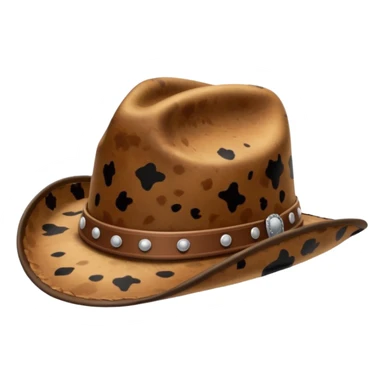 Brown cow print cowgirl hat sticker