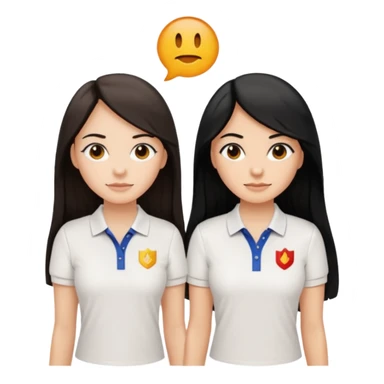 Dos mujeres juntas que una sea de color trigueña y de color blanca, cabello largo negro sea la de piel blanca y la de piel trigueña cabello castaño raya en medio, tengan polo blanco sticker