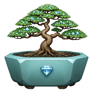 diamond bonsai pot gemstone black outline no colou sticker