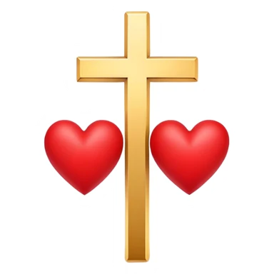 Two red hearts united by a gold cross  sticker