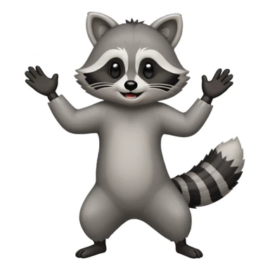 a full body raccoon celebrating / dancing  sticker